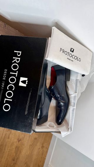 Zapatos Protocolo Azul Charol