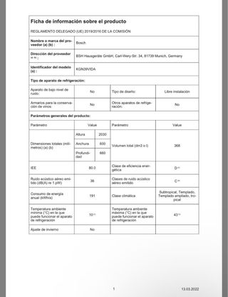 Frigorífico Bosch 203 cm Inox No Frost