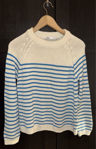 Jersey Zara Rayas Azul Blanco