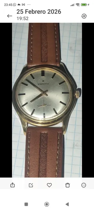 Reloj Zenith Vintage Dorado Correa Marrón