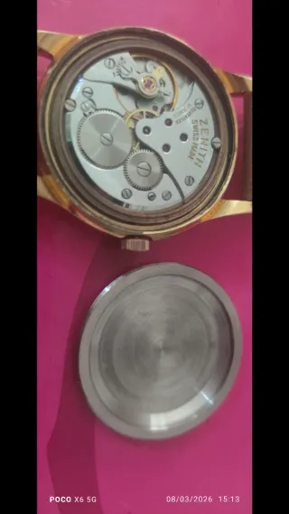 Reloj Zenith Vintage Dorado Correa Marrón