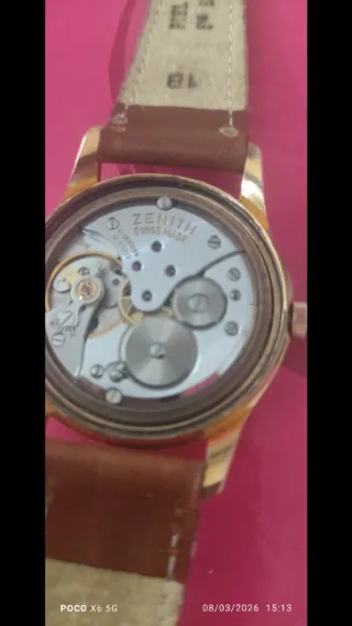 Reloj Zenith Vintage Dorado Correa Marrón