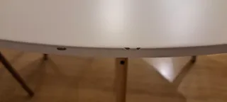 Mesa redonda 120cm blanca patas madera