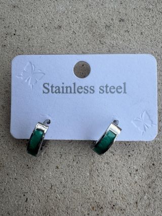 Pendientes Aro Acero Inoxidable Verdes