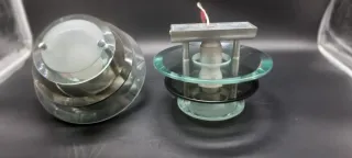 Coppia Lampade Fontana Arte Vetro Metallo