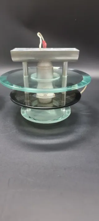 Coppia Lampade Fontana Arte Vetro Metallo