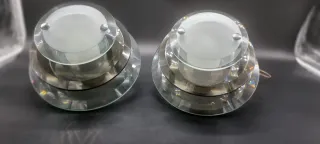 Coppia Lampade Fontana Arte Vetro Metallo