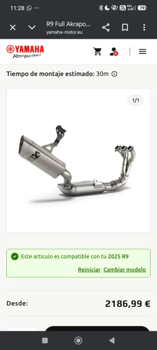 Línea Akrapovič Titanio Yamaha R9