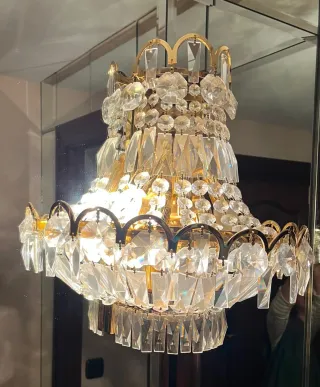 Aplique de pared cristal y metal dorado