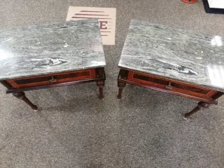 Coppia Comodini Antichi Marmo e Legno