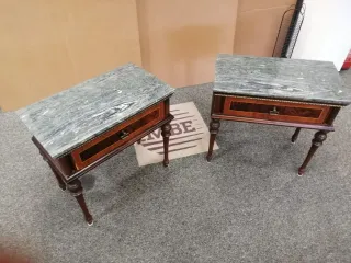 Coppia Comodini Antichi Marmo e Legno