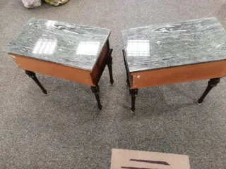 Coppia Comodini Antichi Marmo e Legno