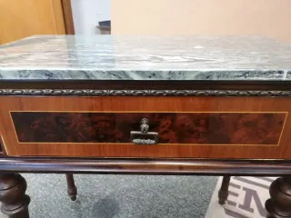 Coppia Comodini Antichi Marmo e Legno