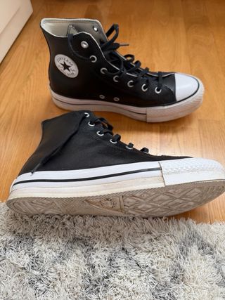 Converse plataforma cuero negro Talla 38.5