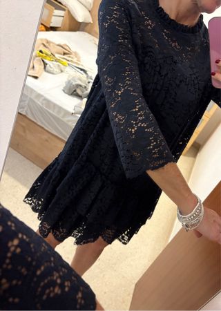 Vestido azul marino encaje mujer