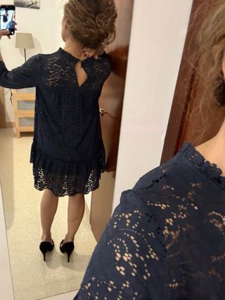 Vestido azul marino encaje mujer