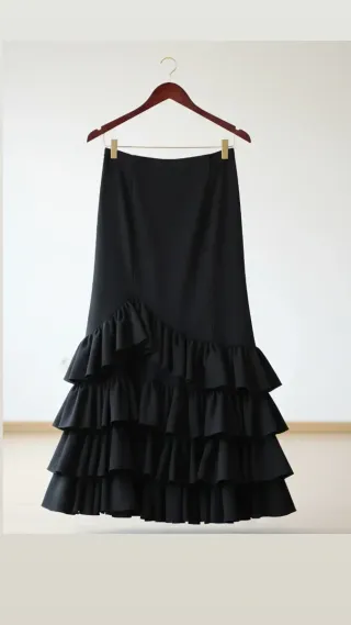 Falda flamenca volantes negra