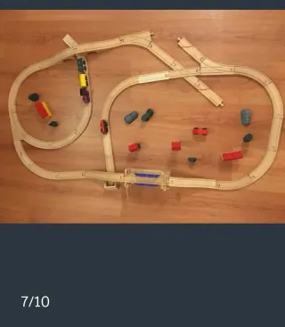 Tren de madera con 2 puentes