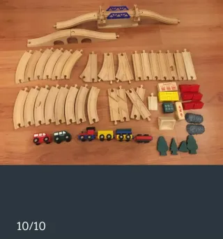 Tren de madera con 2 puentes