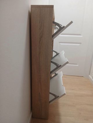 Zapatero 3 puertas blanco y madera