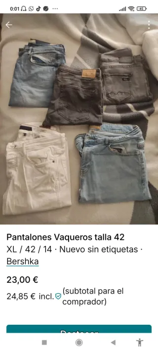 Pantalones Vaqueros Bershka Talla 42
