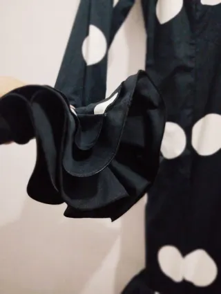 Vestido Sevillana Lunares Negro Flores