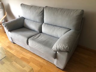 Sofá 2 plazas tela lavable gris verdoso