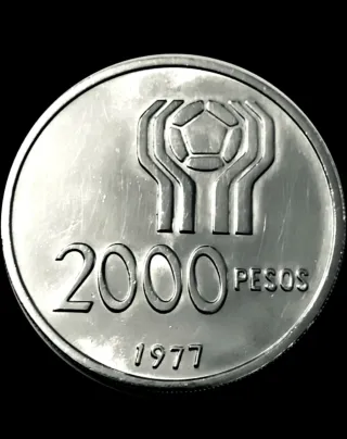 PLATA ARGENTINA 2000$ 1977 SIN CIRCULAR