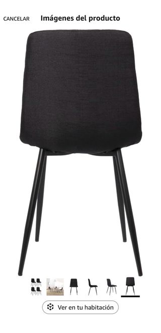Conjunto 6 Sillas de comedor negras tapizadas