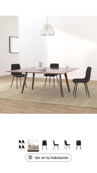 Conjunto 6 Sillas de comedor negras tapizadas