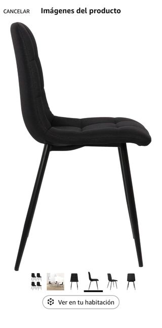 Conjunto 6 Sillas de comedor negras tapizadas