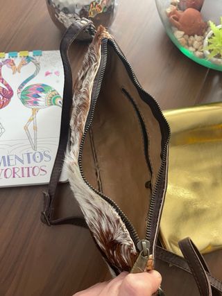 Bolso Piel Artesanal OriginalNutta Marrón/Blanco