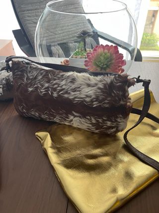 Bolso Piel Artesanal OriginalNutta Marrón/Blanco