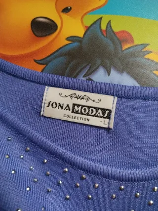 Top Sona Modas Talla L Pedrería Lavanda