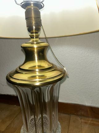 Lámpara Vintage Cristal y Metal Dorada con cadena.