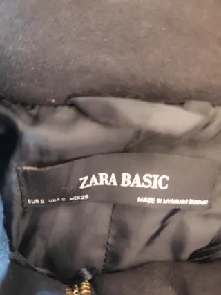 Abrigo Zara Duffle Vintage Negro Talla S