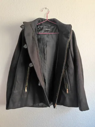 Abrigo Zara Duffle Vintage Negro Talla S