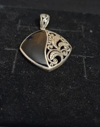 Colgante Plata Vintage Diseño Floral