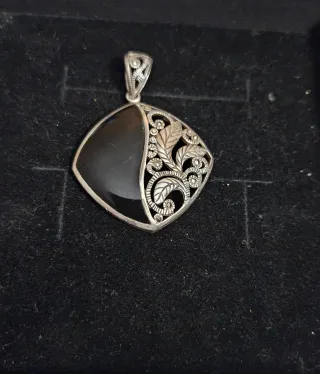 Colgante Plata Vintage Diseño Floral