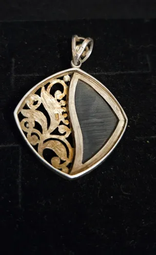 Colgante Plata Vintage Diseño Floral