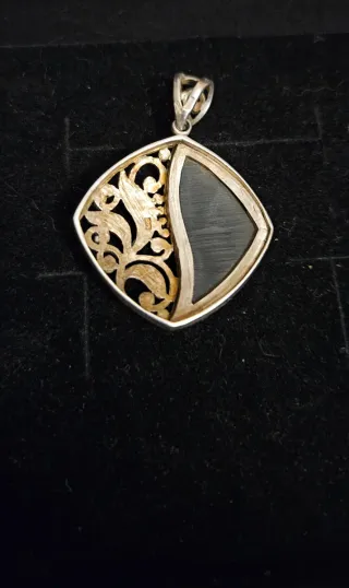 Colgante Plata Vintage Diseño Floral