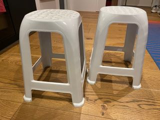 2x Banquetas Plástico Blanco 46cm