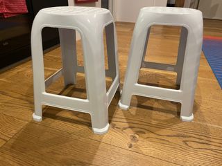 2x Banquetas Plástico Blanco 46cm