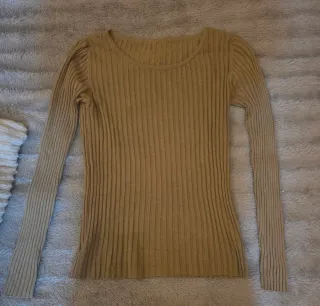 Jersey de punto beige manga larga