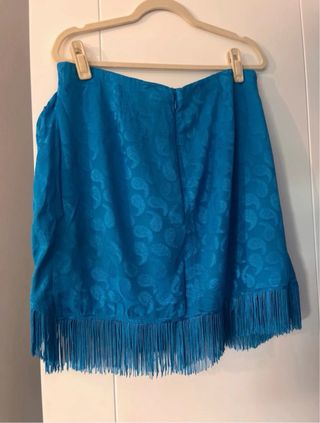 Falda Mango Azul con Flecos