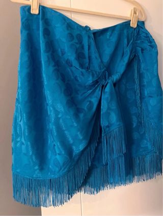 Falda Mango Azul con Flecos