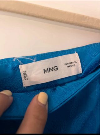 Falda Mango Azul con Flecos