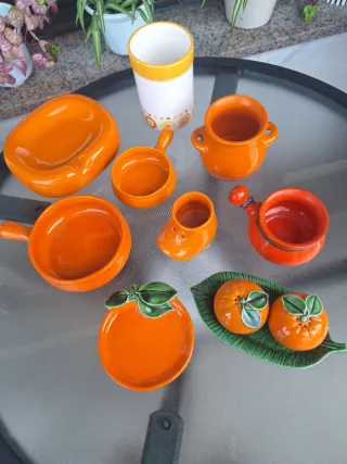 Conjunto Cerámica Naranja Varios Piezas