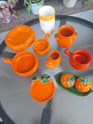 Conjunto Cerámica Naranja Varios Piezas