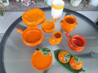 Conjunto Cerámica Naranja Varios Piezas